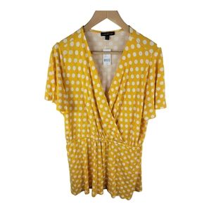 Lane Bryant Yellow Polka Dot Blouse
